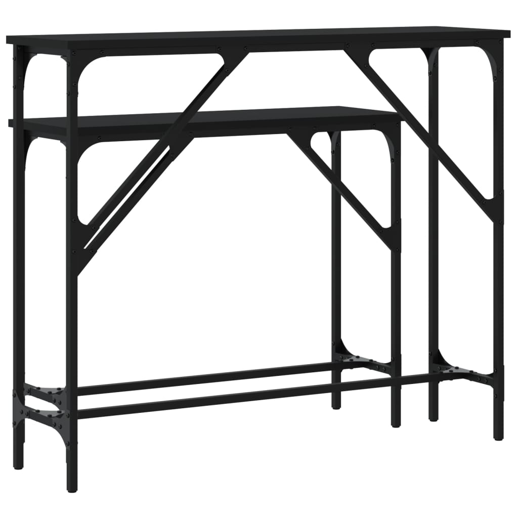 Console Tables 2 pcs Black Engineered Wood
