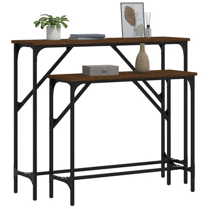 Console Tables 2 pcs Brown Oak Engineered Wood