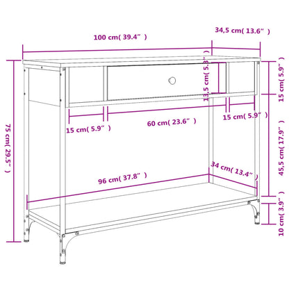 Console Table Grey Sonoma 100x34.5x75 cm Engineered Wood