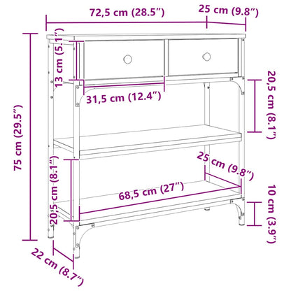Console Table Smoked Oak 72,5x25x75 cm Engineered Wood
