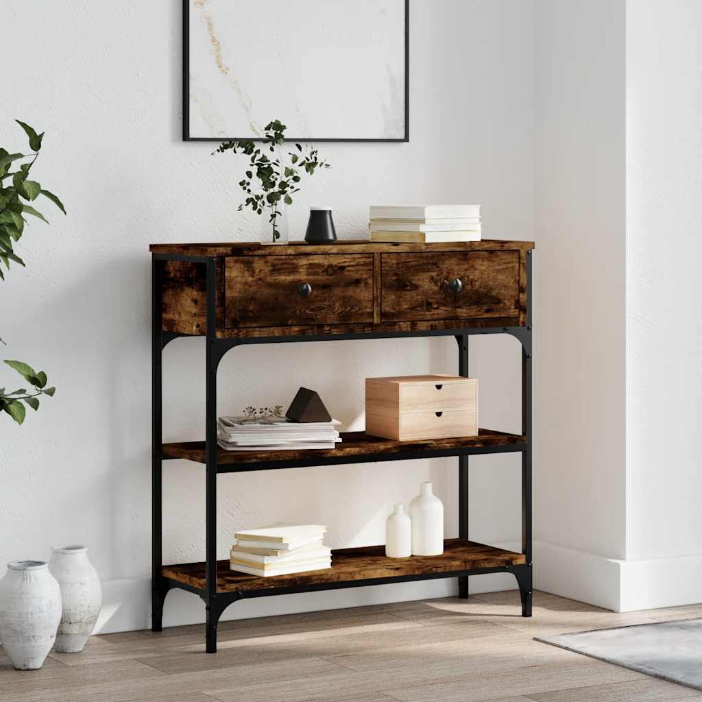 Console Table Smoked Oak 72,5x25x75 cm Engineered Wood