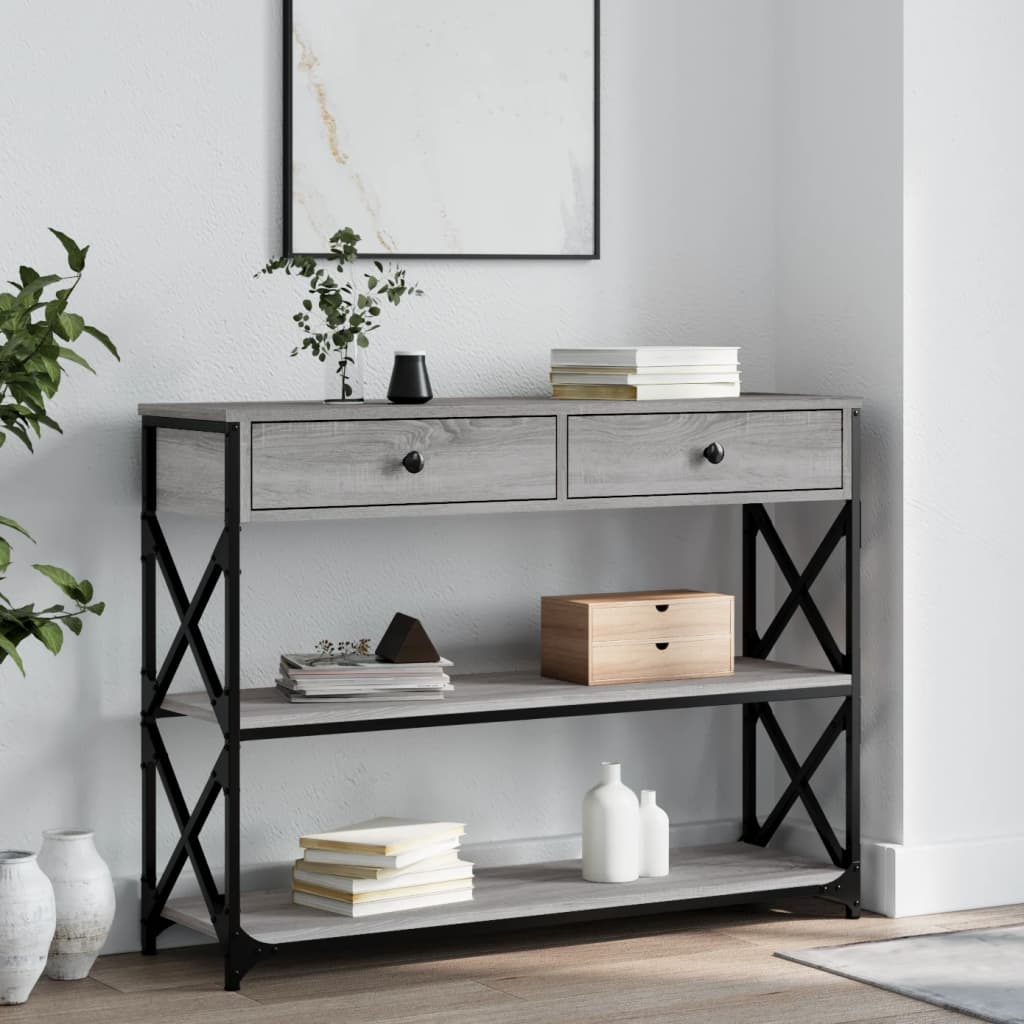 Console Table | Grey Sonoma | Engineered wood | 100x28x75 cm