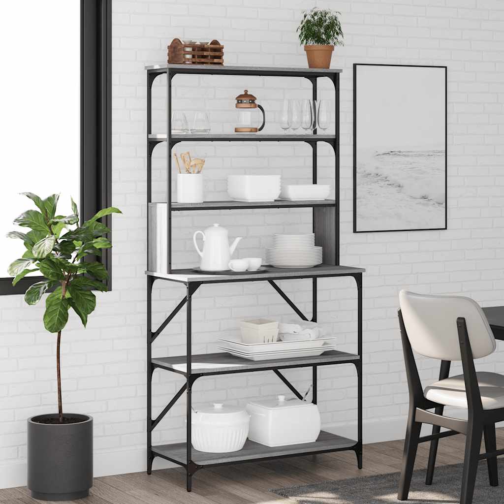 Baker's Rack 6-Tier Grey Sonoma 90x40x180 cm Engineered Wood
