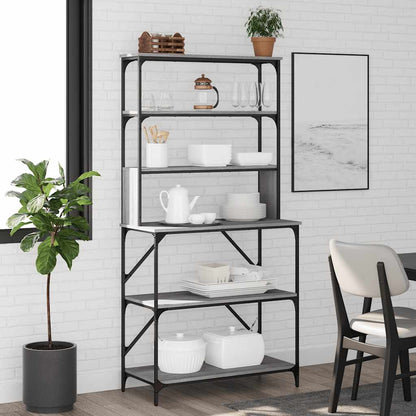 Baker's Rack 6-Tier Grey Sonoma 90x40x180 cm Engineered Wood