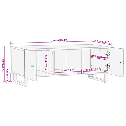 Coffee Table Brown and Black 100x54x40 cm Solid Wood Mango