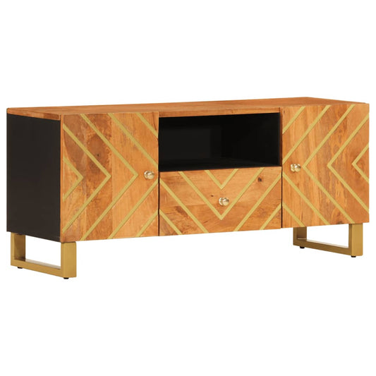 TV Cabinet Brown and Black 105x33,5x46 cm Solid Wood Mango