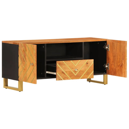 TV Cabinet Brown and Black 105x33,5x46 cm Solid Wood Mango
