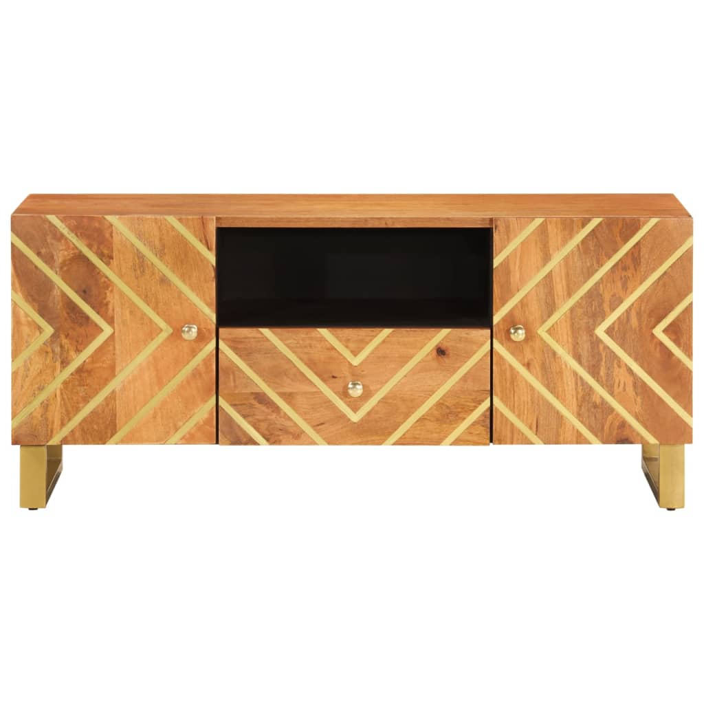 TV Cabinet Brown and Black 105x33,5x46 cm Solid Wood Mango