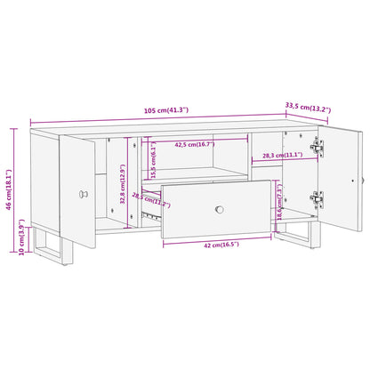 TV Cabinet Brown and Black 105x33,5x46 cm Solid Wood Mango