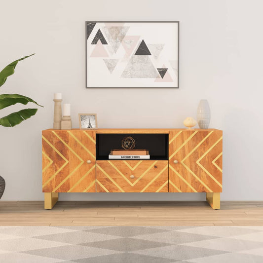 TV Cabinet Brown and Black 105x33,5x46 cm Solid Wood Mango