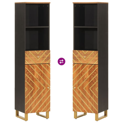 Bathroom Cabinet Brown and Black 38x33.5x160cm Solid Wood Mango