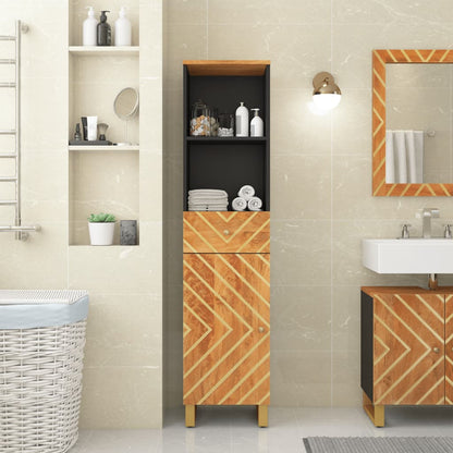 Bathroom Cabinet Brown and Black 38x33.5x160cm Solid Wood Mango