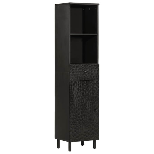 Bathroom Cabinet Black 38x33x160 cm Solid Wood Mango