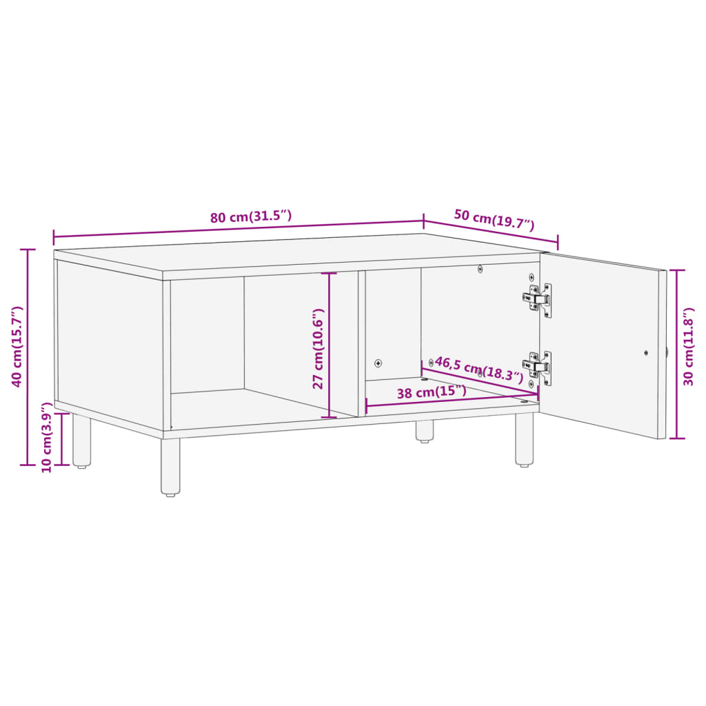 Coffee Table 80x50x40 cm Solid Wood Mango