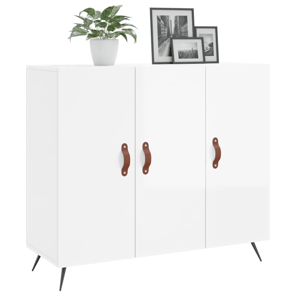 Sideboard High Gloss White 90x34x80 cm Engineered Wood