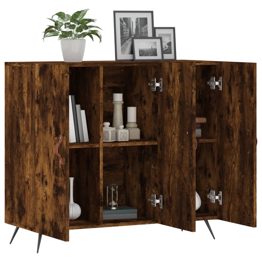Sideboard Smoked Oak 90x34x80 cm Engineered Wood