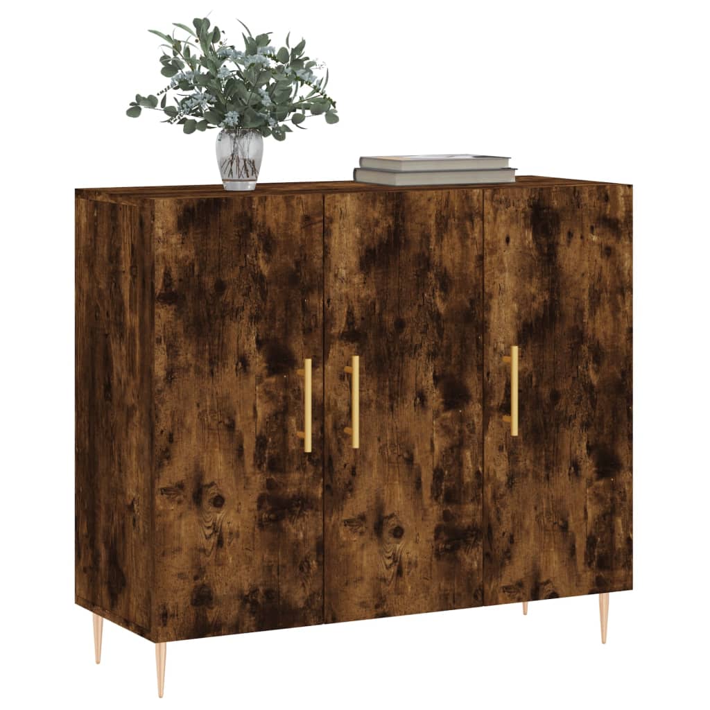 Sideboard Smoked Oak 90x34x80 cm Engineered Wood