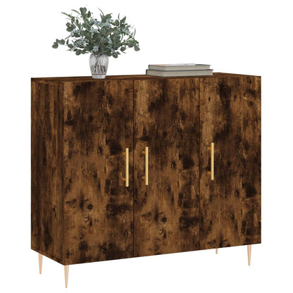 Sideboard Smoked Oak 90x34x80 cm Engineered Wood