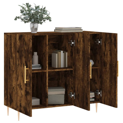 Sideboard Smoked Oak 90x34x80 cm Engineered Wood