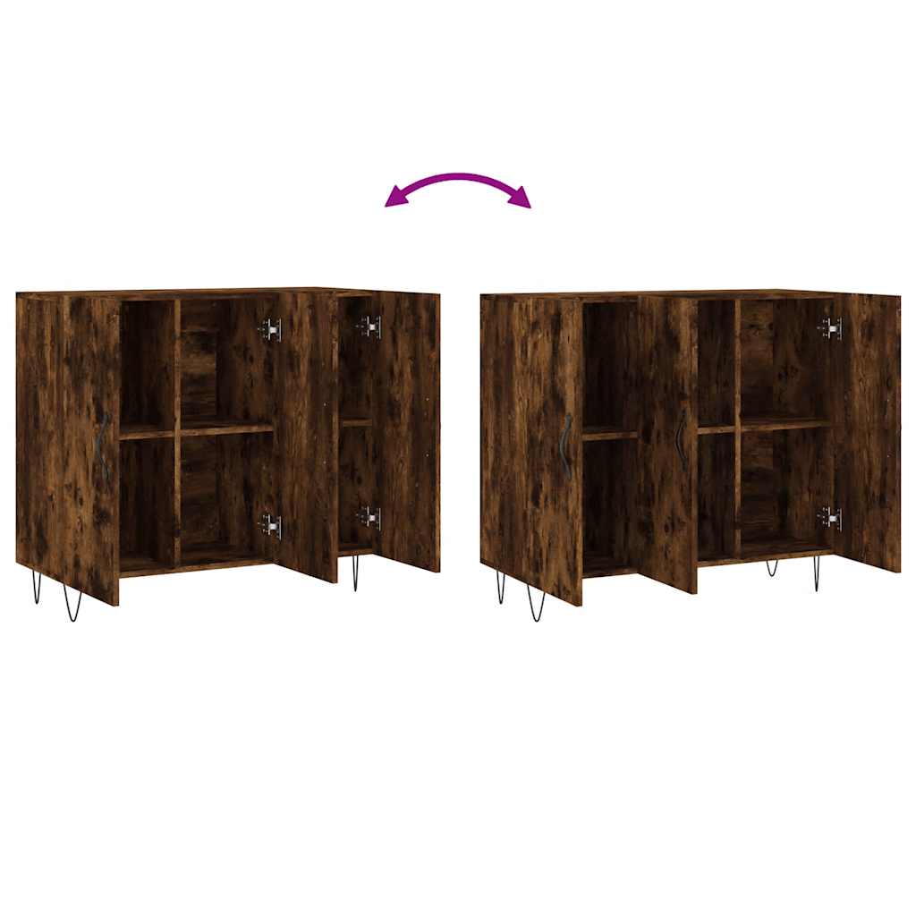 Sideboard Smoked Oak 90x34x80 cm Engineered Wood