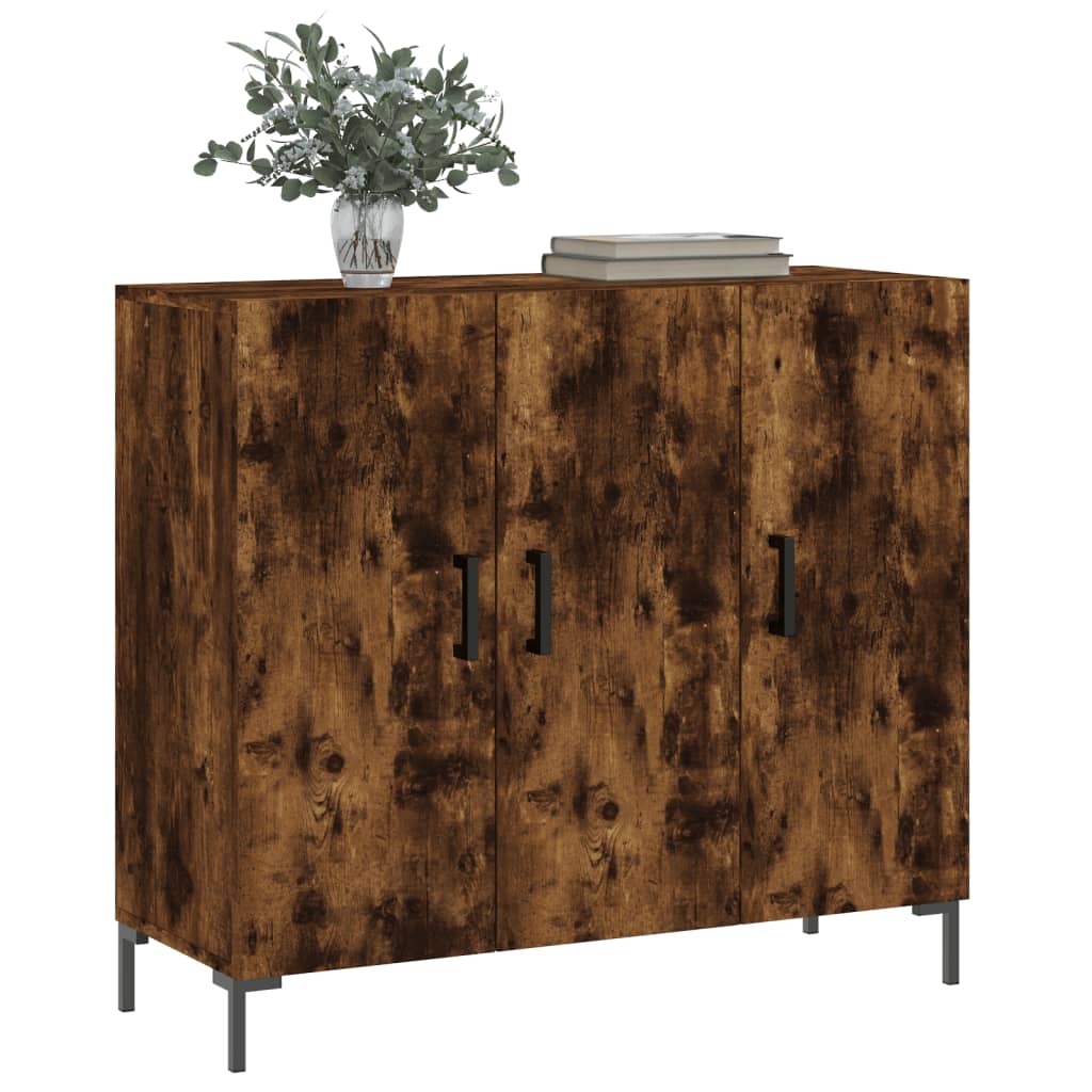 Sideboard Smoked Oak 90x34x80 cm Engineered Wood