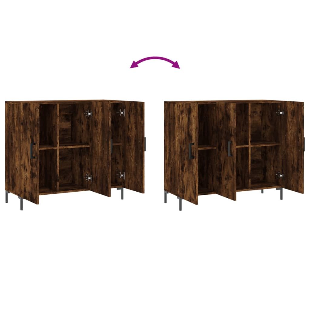 Sideboard Smoked Oak 90x34x80 cm Engineered Wood