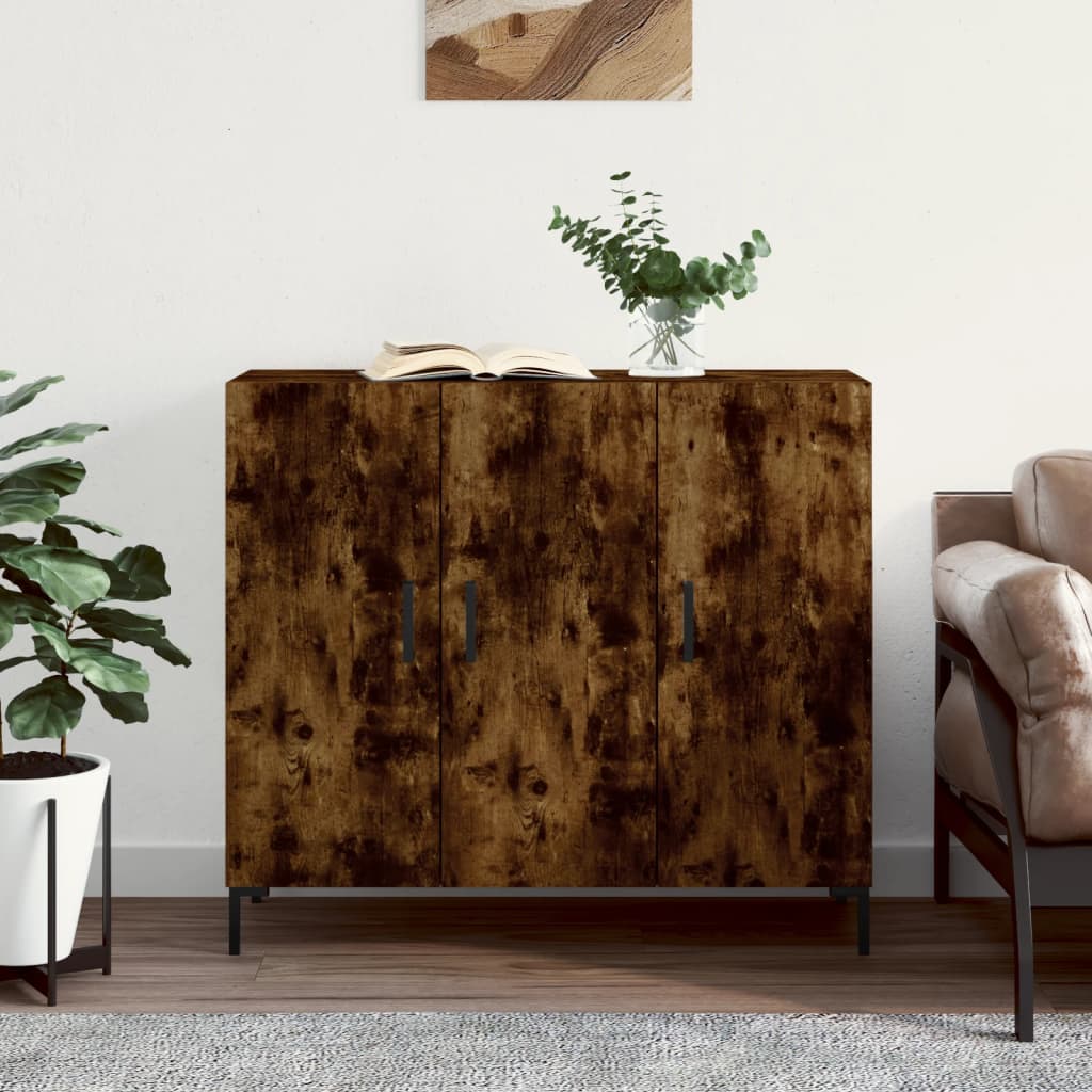 Sideboard Smoked Oak 90x34x80 cm Engineered Wood
