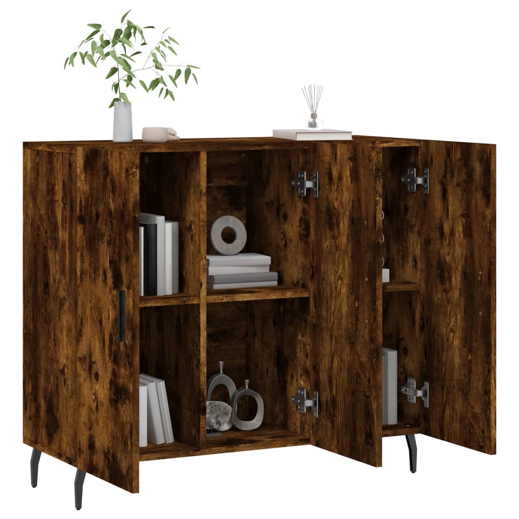 Sideboard Smoked Oak 90x34x80 cm Engineered Wood