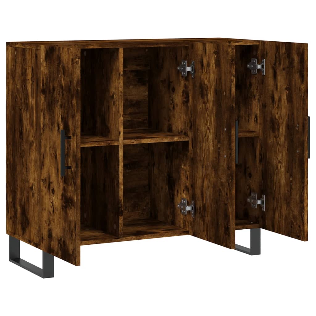 Sideboard Smoked Oak 90x34x80 cm Engineered Wood