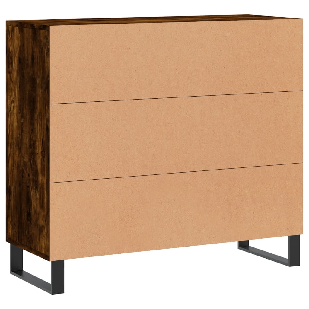 Sideboard Smoked Oak 90x34x80 cm Engineered Wood