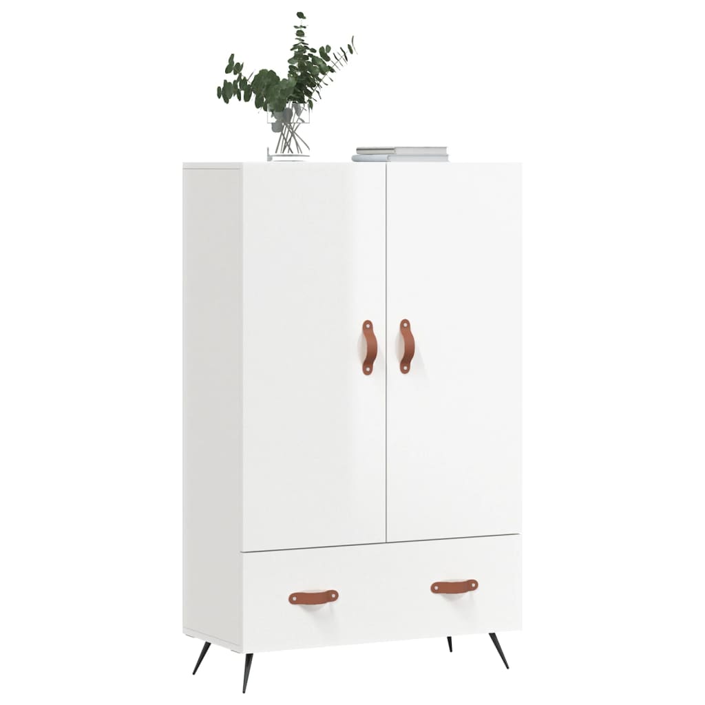 Highboard High Gloss White 69.5x31x115 cm Engineered Wood