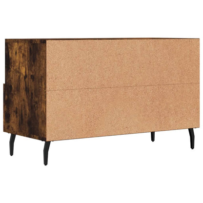 TV Cabinet Smoked Oak 80x36x50 cm Engineered Wood