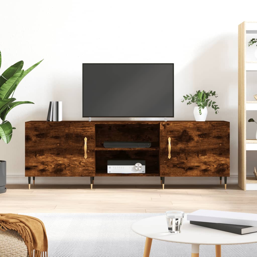 TV Cabinet Smoked Oak 150x30x50 cm Engineered Wood