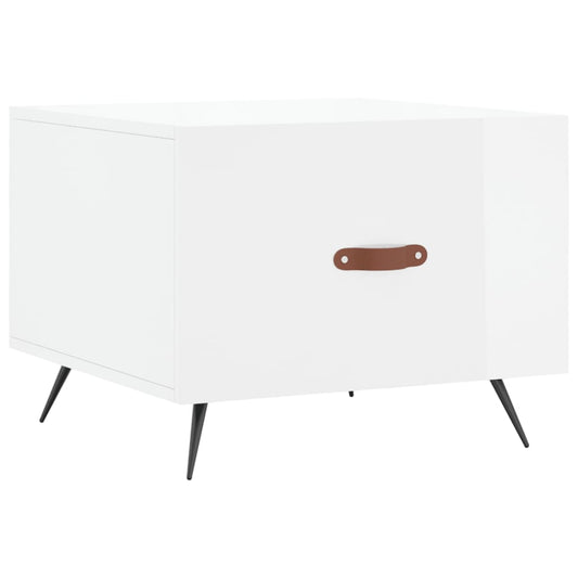 Coffee Table High Gloss White 50x50x40 cm Engineered Wood