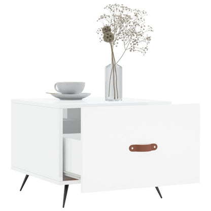 Coffee Table High Gloss White 50x50x40 cm Engineered Wood