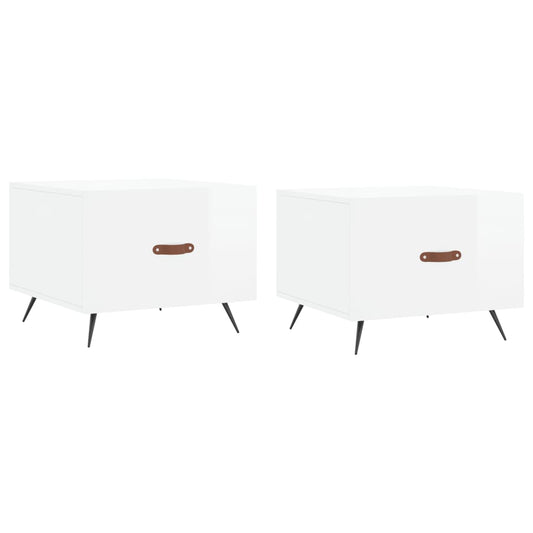Coffee Tables 2pcs High Gloss White 50x50x40 cm Engineered Wood
