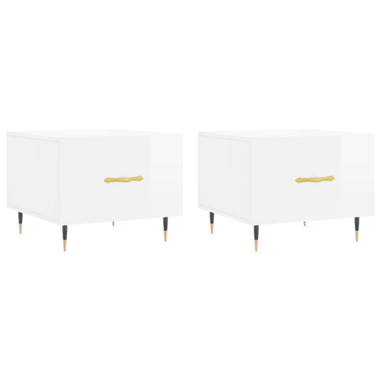 Coffee Tables 2pcs High Gloss White 50x50x40 cm Engineered Wood