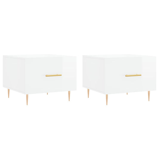 Coffee Tables 2pcs High Gloss White 50x50x40 cm Engineered Wood