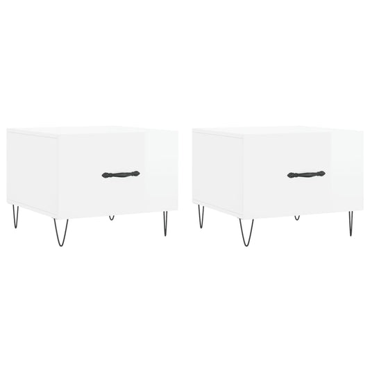 Coffee Tables 2pcs High Gloss White 50x50x40 cm Engineered Wood