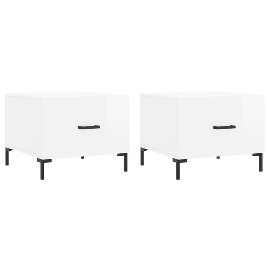 Coffee Tables 2pcs High Gloss White 50x50x40 cm Engineered Wood