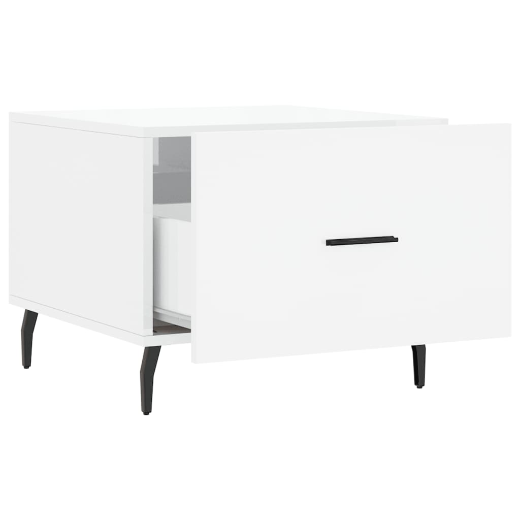 Coffee Table High Gloss White 50x50x40 cm Engineered Wood