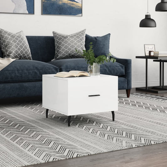 Coffee Table High Gloss White 50x50x40 cm Engineered Wood