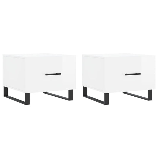 Coffee Tables 2pcs High Gloss White 50x50x40 cm Engineered Wood
