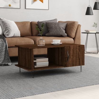 Coffee Table Brown Oak 90x50x40 cm Engineered Wood