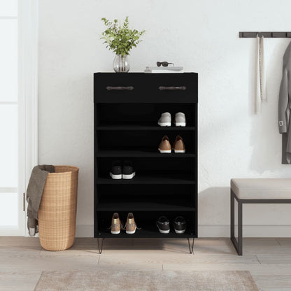 Shoe Cabinet Black 60x35x105 cm Engineered Wood