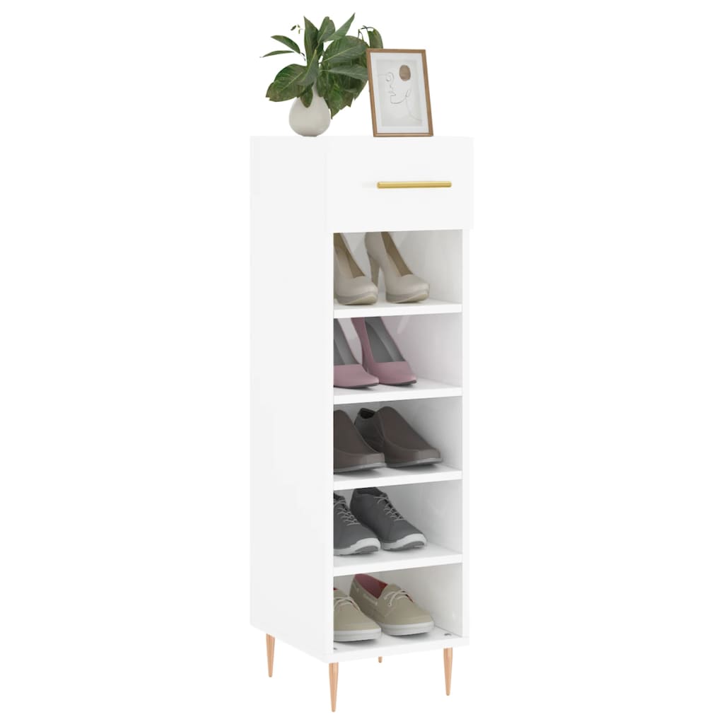 Shoe Cabinet High Gloss White 30x35x105 cm Engineered Wood