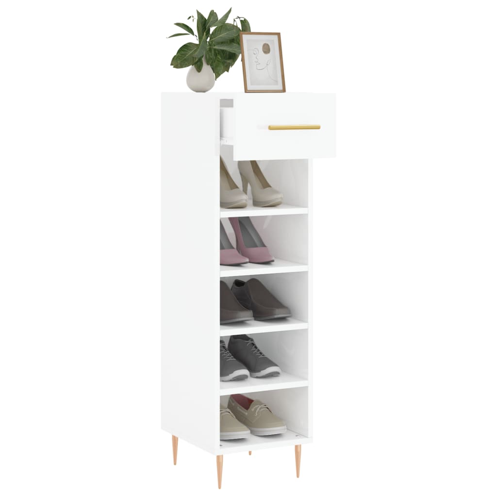 Shoe Cabinet High Gloss White 30x35x105 cm Engineered Wood