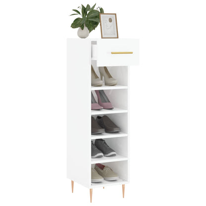 Shoe Cabinet High Gloss White 30x35x105 cm Engineered Wood