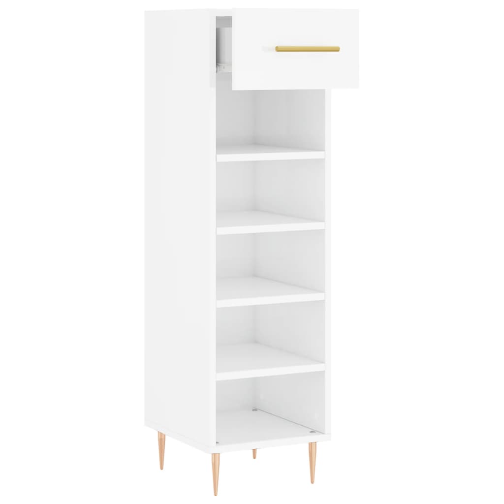 Shoe Cabinet High Gloss White 30x35x105 cm Engineered Wood