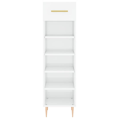 Shoe Cabinet High Gloss White 30x35x105 cm Engineered Wood